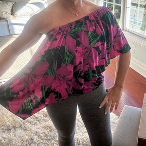 Michael Kors Flowy Off the Shoulder Tropical Top MEDIUM